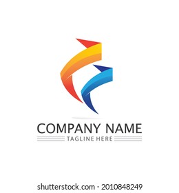 Vector de diseño de logotipo de flecha para música, medios, reproducción, audio y velocidad digitales, finanzas, logotipo de plantilla de negocio