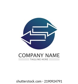 Vector de diseño de logotipo de flecha para música, medios, reproducción, audio y velocidad digitales, finanzas, logotipo de plantilla de negocio