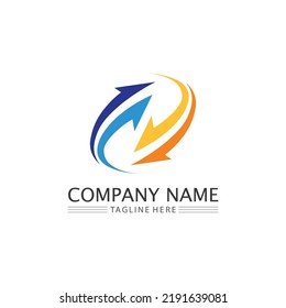 Arrow logo  design vector for music, media, play, digital audio and speed, finance, business template logo