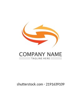 Arrow logo  design vector for music, media, play, digital audio and speed, finance, business template logo