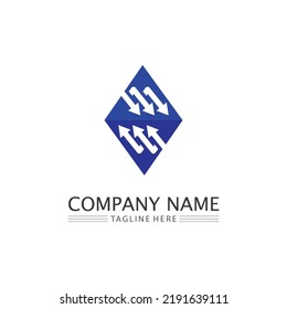 Arrow logo  design vector for music, media, play, digital audio and speed, finance, business template logo