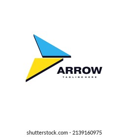 Arrow logo design for your company. Yellow and blue arrows minimal symbol or sign for business. Vector illustration