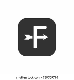 arrow logo F app icon on white background