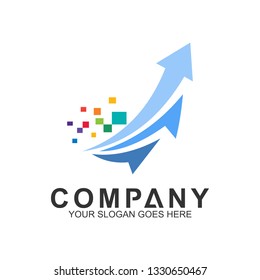 arrow logo, fast motion vector, delivery service icon, speed arrow, travel and transportation symbol, media tech logo design, abstract arrow business logo template