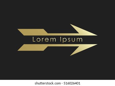 Arrow Logo. Golden and Elegance. Isolated.