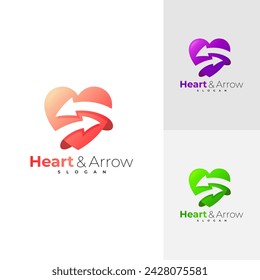 Arrow logo and heart design combination, double arrow with love design