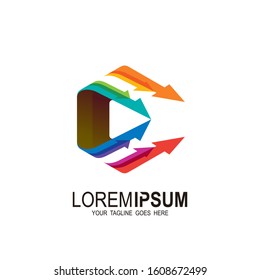 Arrow logo and hexagon design combination, Colorful logo