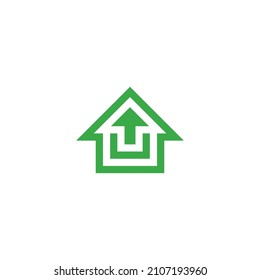 diseño de ilustración vectorial de icono de flecha. diseño de ilustración vectorial del icono de la flecha de inicio. diseño de ilustraciones vectoriales del logotipo de bienes raíces.