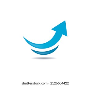 Arrow logo or icon vector image with soft shadow.