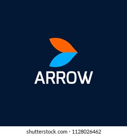 arrow logo icon vector template on a blue background