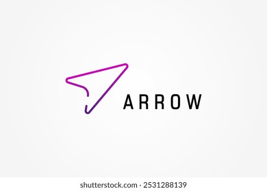 Arrow Up Logo Image. Blue Geometric Arrow Shape Line Style Isolated On White Background. Flat Vector Logo Design Template Element Usable For Business And Branding Logos.