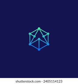 Up Arrow logo inside abstract hexagon with connected dots - artificial intelligence.