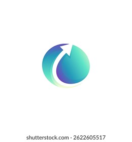 Logotipo de flecha hacia arriba dentro del círculo o forma del globo, bueno para las empresas del negocio y de la tecnología