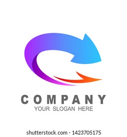 Arrow logo with letter c design template, fast and delivery icon
