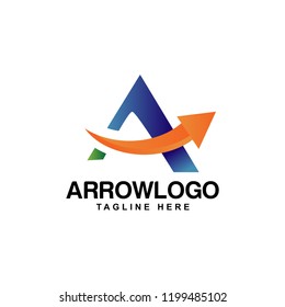 arrow logo letter A design template