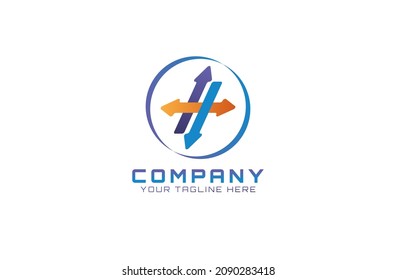 arrow logo with letter h style inside circle. company logo with the initials letter H. arrows that explain the direction of the company's goals.