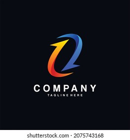 logotipo de flecha en la letra o