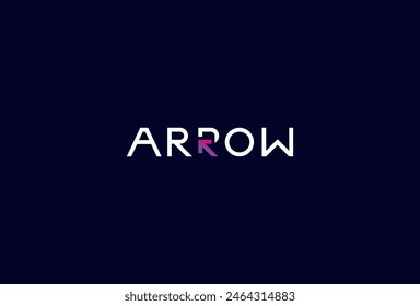 Arrow Logo, letter R as Arrow in text Arrow typography logo, vector illustration