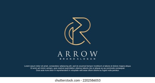 Arrow logo with letter r unique concept design