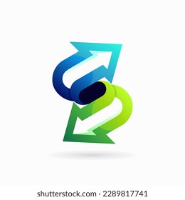 arrow logo with letter s concept