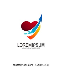 Arrow logo with love design template, Medical icon, Romance logo