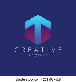 Arrow up logo with modern gradient color premium vector
