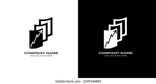 Arrow 
up logo with paper background. Black and white logo. Vector logo.