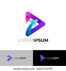 Arrow logo and play design combination, audio icon