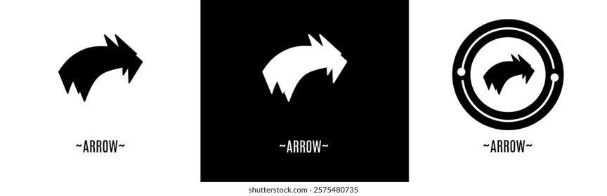 Arrow logo set. Collection of black and white logos. Stock vector.