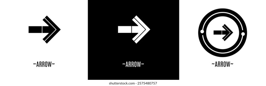 Arrow logo set. Collection of black and white logos. Stock vector.