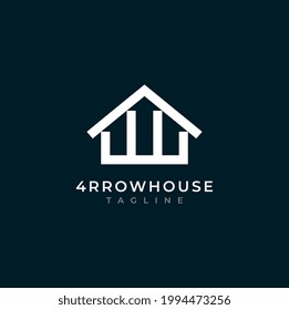 Logotipo de flecha, icono de la casa simple forma una combinación de cuatro flechas, perfecta para logotipos de negocios orientados a objetivos y orientados a mejoras