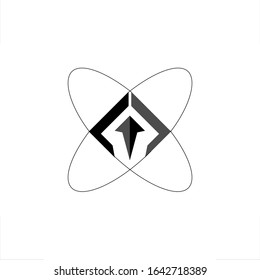 arrow logo with space orbit design
