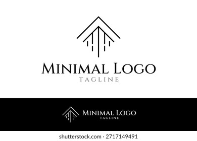 Logotipo de flecha hacia arriba con efecto de velocidad en estilo de diseño de arte de línea