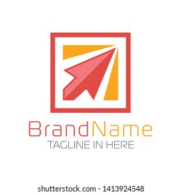 Arrow Logo In Square With Orange and Pink Color