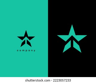 Arrow logo in star. Up arrow and star icon. Line Style Can be used for Business and Brand Logos. Flat Vector Logo Design Template Element.