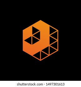 Arrow  logo and symbol vector. Arrow hexagon abstract logo design. Negative space, Web, Digital, Marketing, Network. construction concept, Triangle Arrow Logo, Polygonal Logotype. - vector