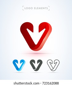 Arrow logo template. Download button. Material design, flat, line art style