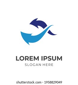 arrow logo template with flat blue color style