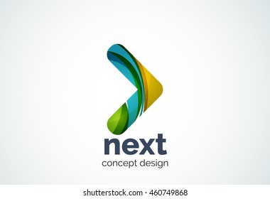 Arrow logo template, next or right concept. Modern minimal design logotype created with geometric shapes - circles, overlapping elements