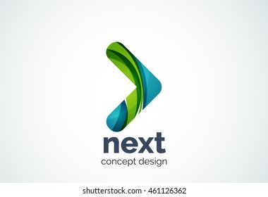 Arrow logo template, next or right concept. Modern minimal design logotype created with geometric shapes - circles, overlapping elements