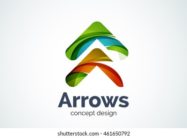 Logo-Vorlage nach unten, nächstes oder rechtes Konzept. Moderner minimaler Design-Logotyp mit geometrischen Formen - Kreise, überlappende Elemente