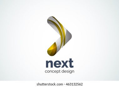 Arrow logo template, next or right concept. Modern minimal design logotype created with geometric shapes - circles, overlapping elements
