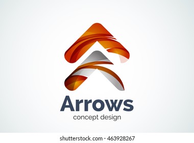 Arrow logo template, next or right concept. Modern minimal design logotype created with geometric shapes - circles, overlapping elements