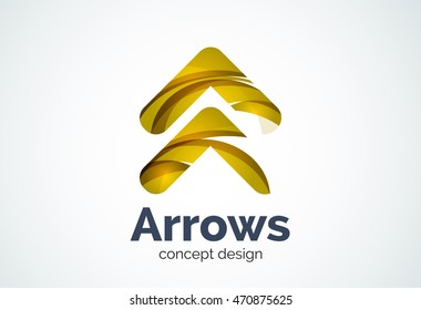 Arrow logo template, next or right concept. Modern minimal design logotype created with geometric shapes - circles, overlapping elements