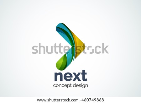 Arrow logo template, next or right concept. Modern minimal design logotype created with geometric shapes - circles, overlapping elements