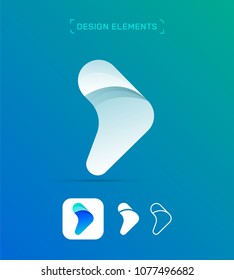 Arrow logo template. Origami material design style