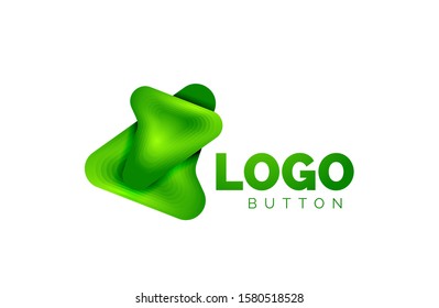 Arrow logo template. Or play or download button logotype template. Minimal geometrical design, 3d geometric bold symbol in relief style with color blend steps effect. Vector Illustration For Wallpaper