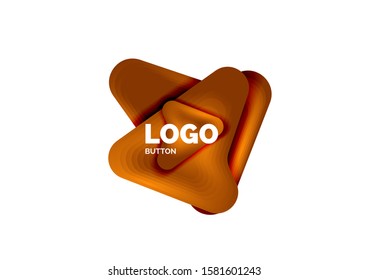 Arrow logo template. Or play or download button logotype template. Minimal geometrical design, 3d geometric bold symbol in relief style with color blend steps effect. Vector Illustration For Wallpaper