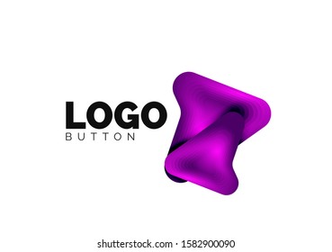 Arrow logo template. Or play or download button logotype template. Minimal geometrical design, 3d geometric bold symbol in relief style with color blend steps effect. Vector Illustration For Wallpaper