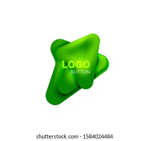 Plantilla de logotipo de flecha. O bien reproducir o descargar la plantilla de logotipo de botón. Diseño geométrico mínimo, símbolo de negrita geométrica 3d en estilo de relieve con efecto de combinación de colores. Ilustración De Vectores Para Papel De Fondo De Pantalla